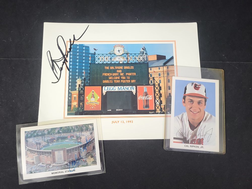 Lot 230: I01644 | A Collection of Four Baltimore Orioles Signed Memorabilia Items Featuring Cal Ripken Jr. and Scott McGregor