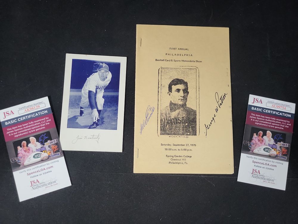 Lot 237: I01852 | Two Authenticated Philadelphia Baseball Memorabilia Items Including Jim Konstanty Signed Photo and 1975 Program