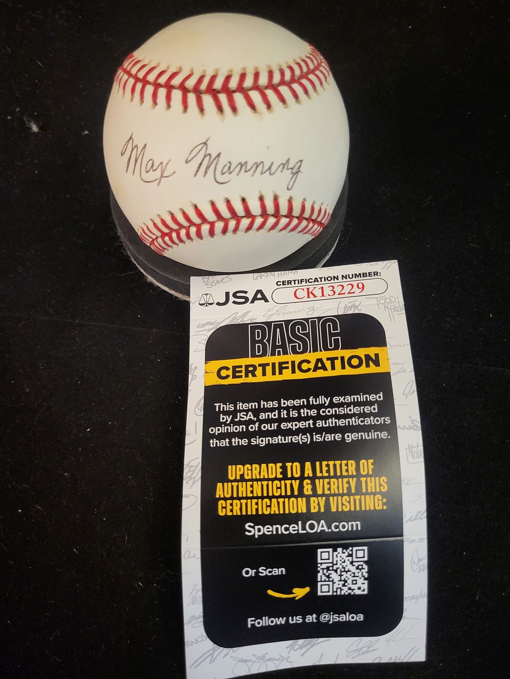Lot 240: I00675 | Max Manning Autographed Rawlings Official National League Baseball with JSA Authentication