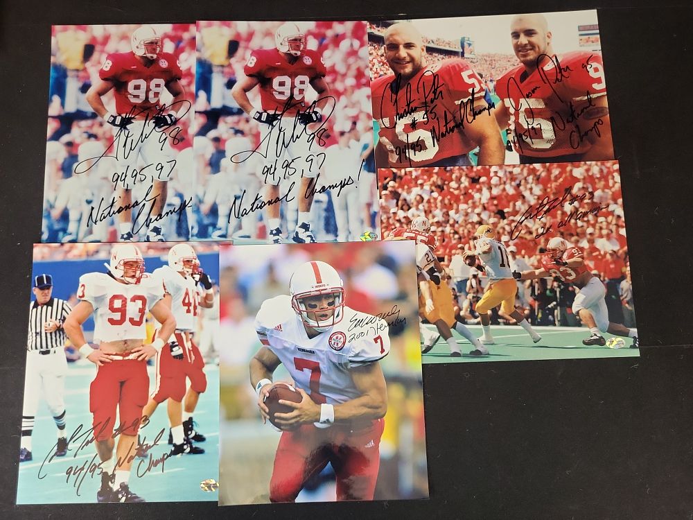 Lot 245: I01475 | A Collection of Six Autographed University of Nebraska Cornhuskers Football 8x10 Photographs with COAs