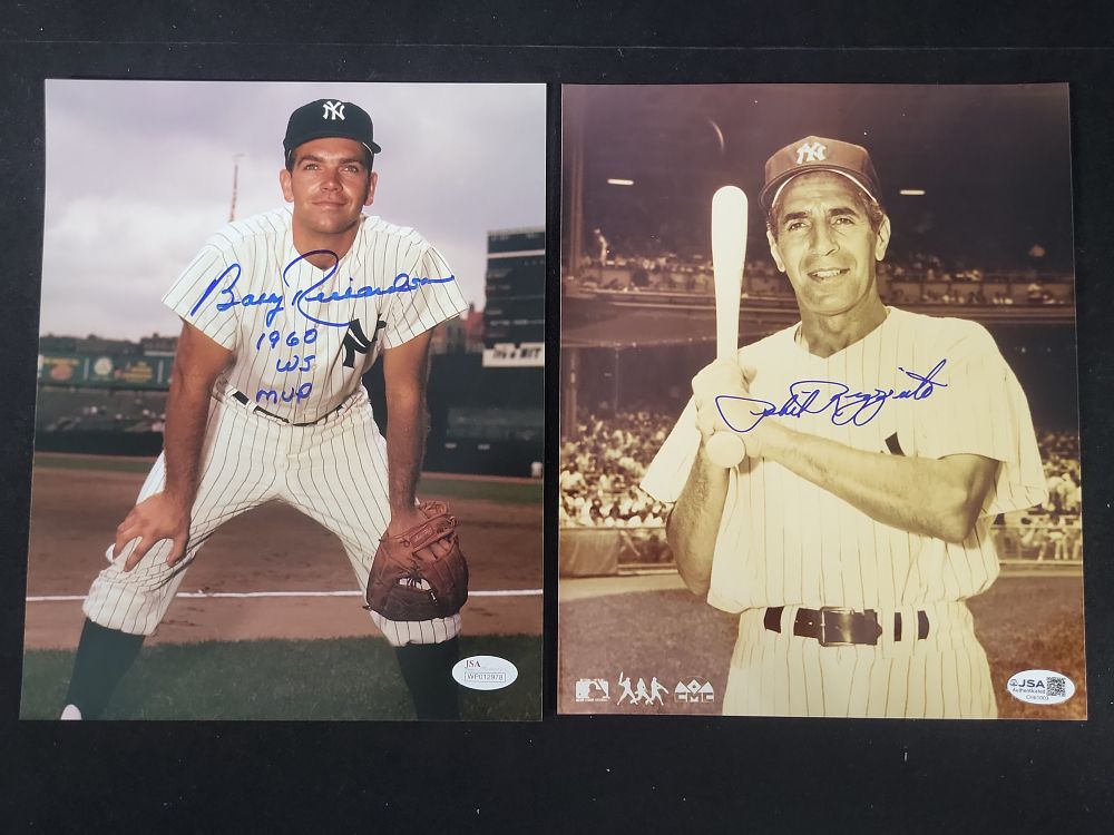 Lot 257: I01371 | Two Autographed New York Yankees 8x10 Photographs featuring Bobby Richardson and Phil Rizzuto with JSA Authentication