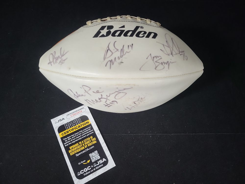 Lot 259: I01388 | Boston Bruins Alumni Multi-Signed Baden Football with JSA Authentication