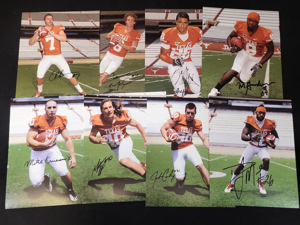 Lot 263: I01453 | Eight Hand-Signed University of Texas Longhorns Football Player Photographs