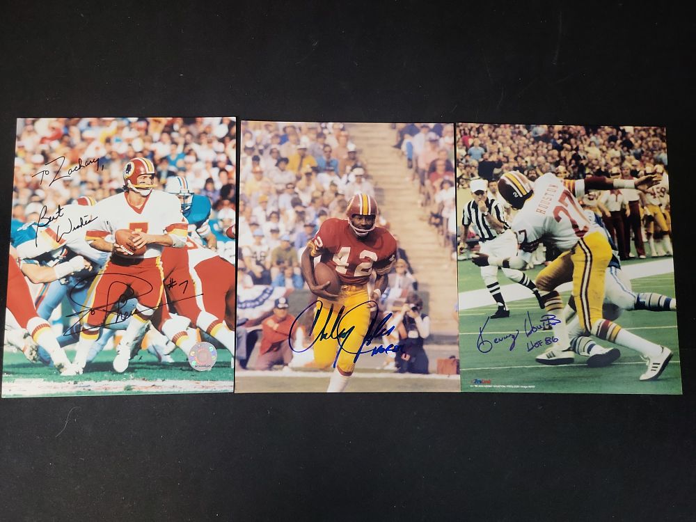 Lot 266: I01463 | A Trio of Washington Redskins Autographed 8x10 Photographs Featuring Joe Theismann Charley Taylor and Ken Houston