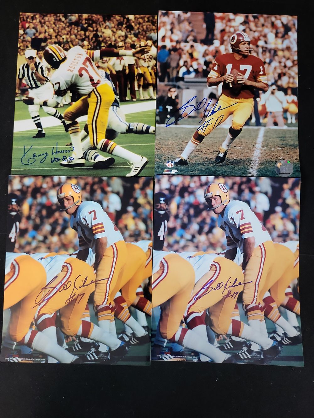 Lot 269: I01478 | Collection of Four Autographed Washington Redskins Photos Featuring Billy Kilmer and Kenny Houston