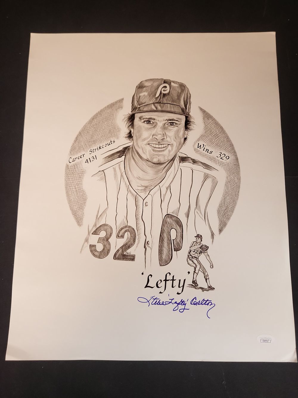 Lot 289: I01952 | Steve Carlton Signed Philadelphia Phillies Art Illustration with JSA Authentication
