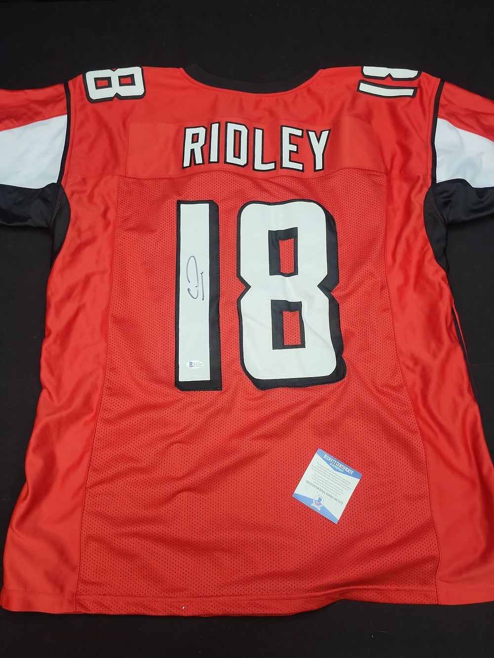 Lot 295: I01260 | Calvin Ridley Signed Atlanta Falcons Custom Football Jersey with Beckett Witnessed Authentication