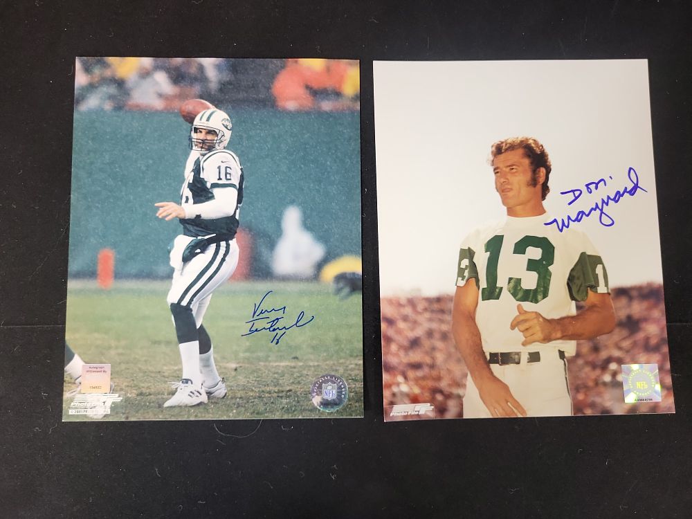 Lot 301: I01483 | Two New York Jets Autographed Photographs featuring Vinny Testaverde and Don Maynard