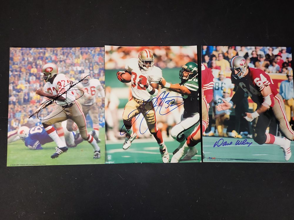 Lot 302: I01495 | Three San Francisco 49ers Autographed 8x10 Photos Including Jimmy Johnson, Ricky Watters, and Dave Wilcox