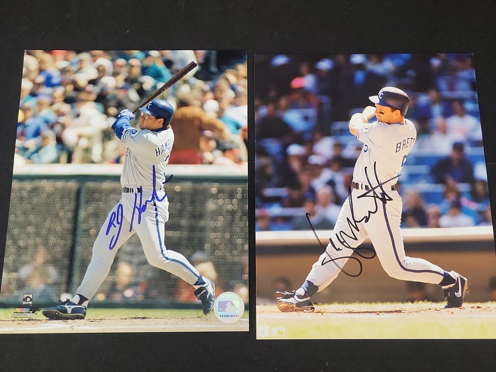 Lot 304: I01540 | Two Autographed Kansas City Royals 8x10 Photographs Featuring George Brett and Bob Hamelin