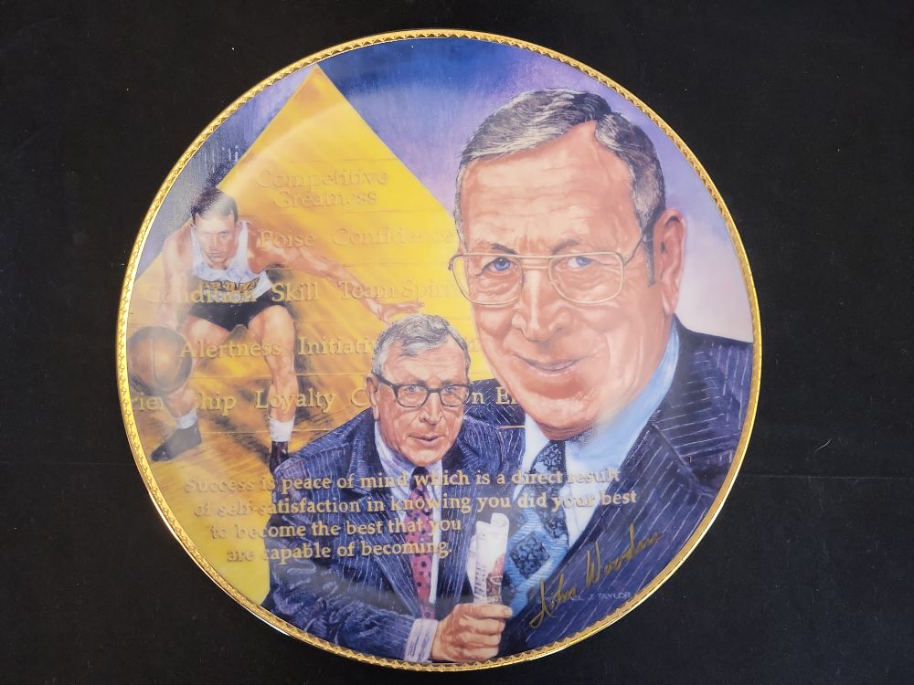 Lot 312: I01002 | Signed Gartlan USA John Wooden They Call Him Coach Limited Edition Porcelain Plate, 1989