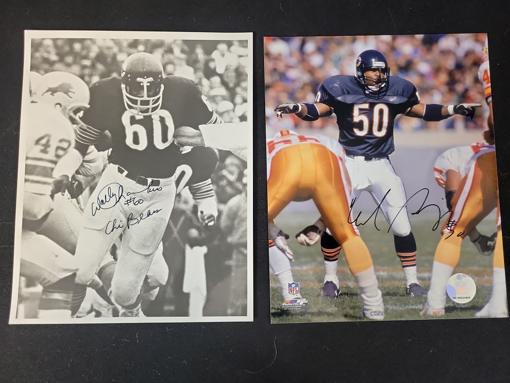 Lot 325: I01485 | Two Chicago Bears Autographed Photographs Featuring Mike Singletary and Wally Chambers