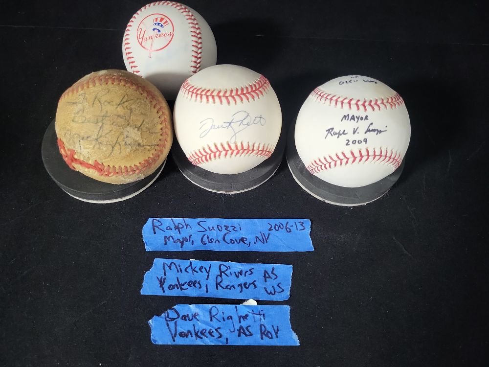 Lot 330: I01728 | A Collection of Four Autographed Baseballs Including Mickey Rivers and Dave Righetti