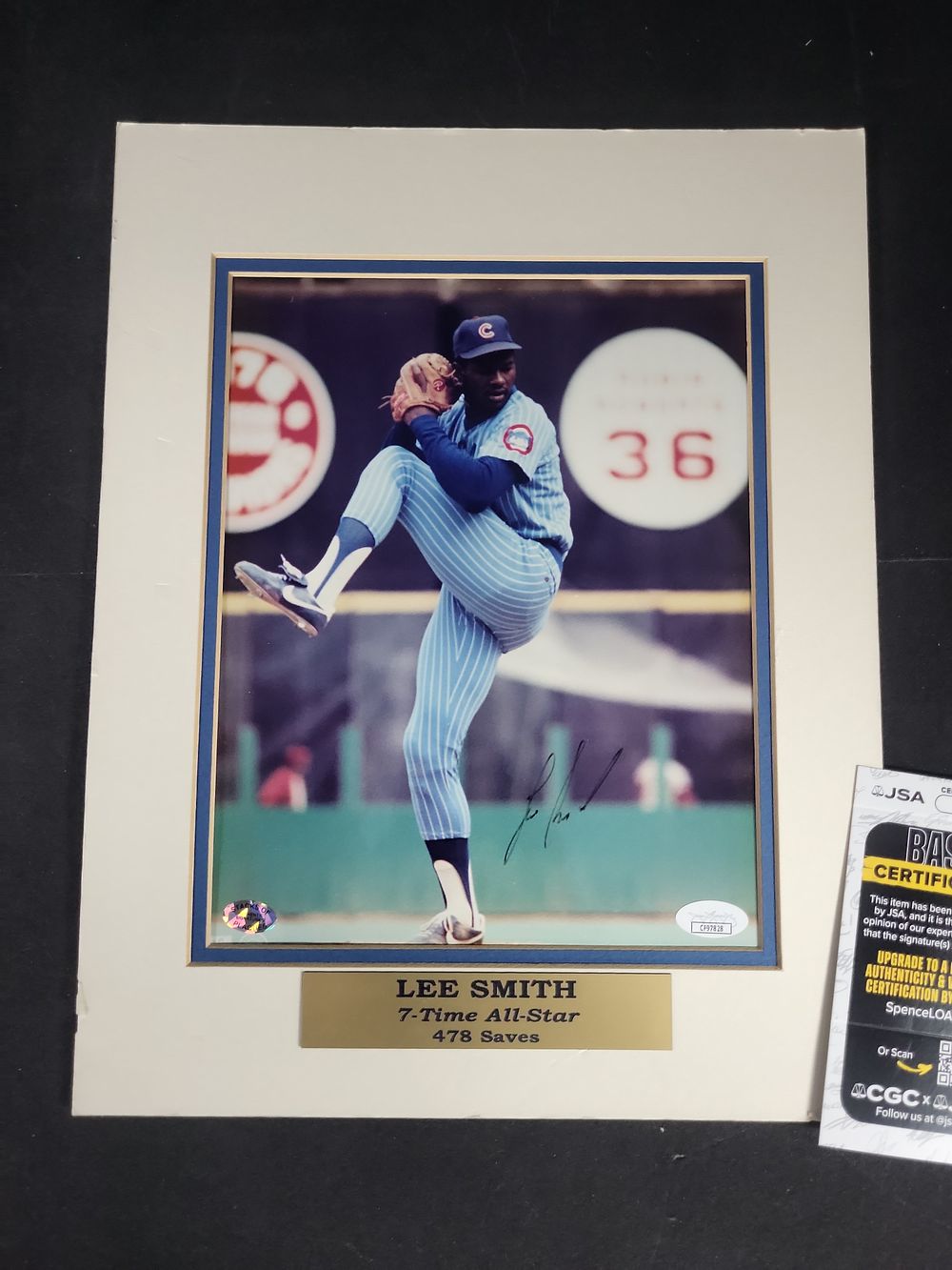 Lot 332: I01965 | Lee Smith Chicago Cubs Signed Matted 8x10 Photo JSA Certified