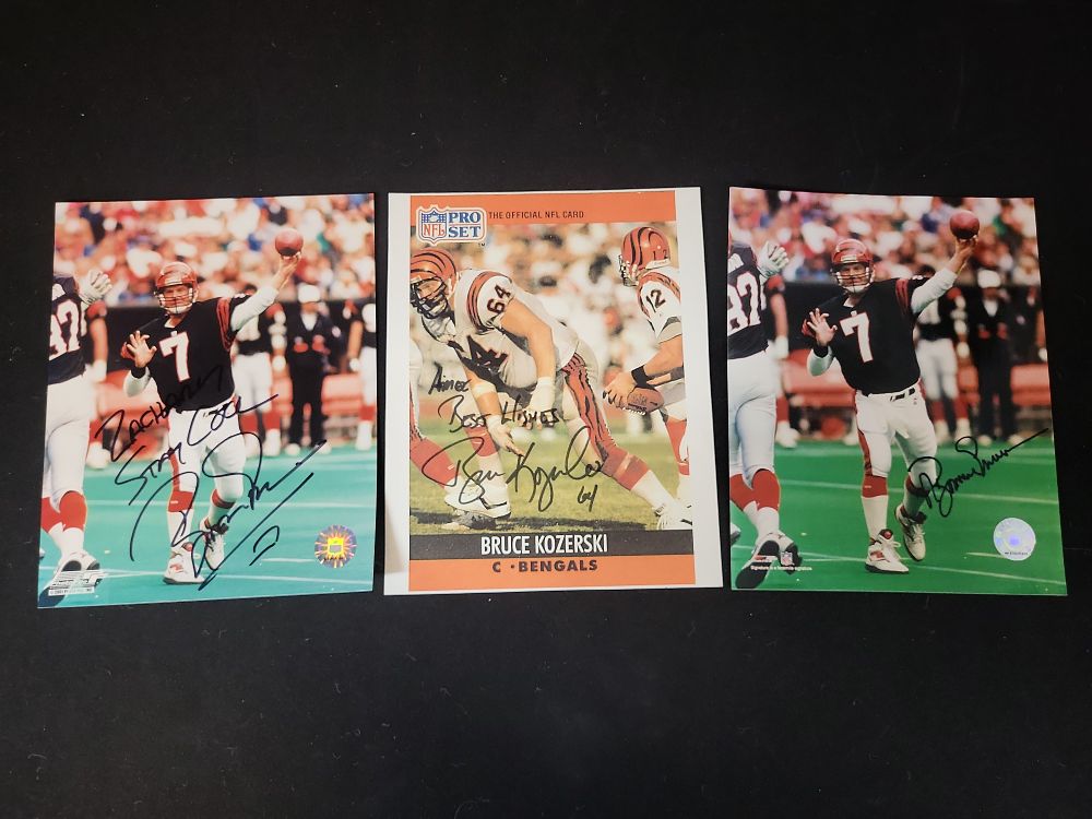 Lot 334: I01481 | A Trio of Cincinnati Bengals Memorabilia Including Hand Signed Boomer Esiason and Bruce Kozerski Items