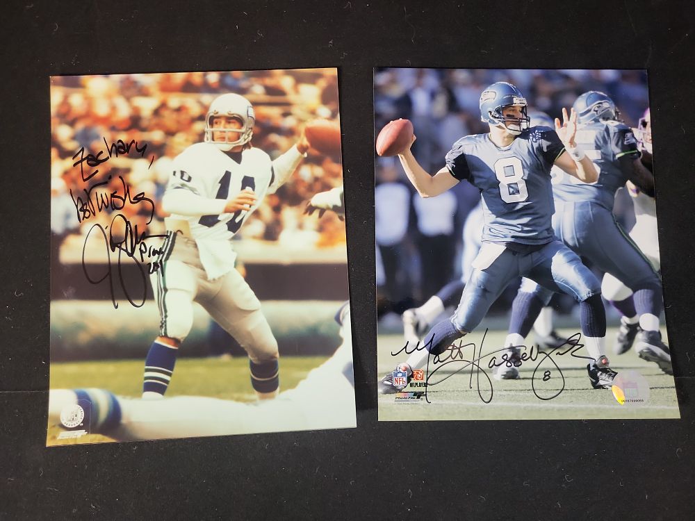 Lot 335: I01494 | Two Autographed 8x10 Photographs of Seattle Seahawks Quarterbacks Jim Zorn and Matt Hasselbeck