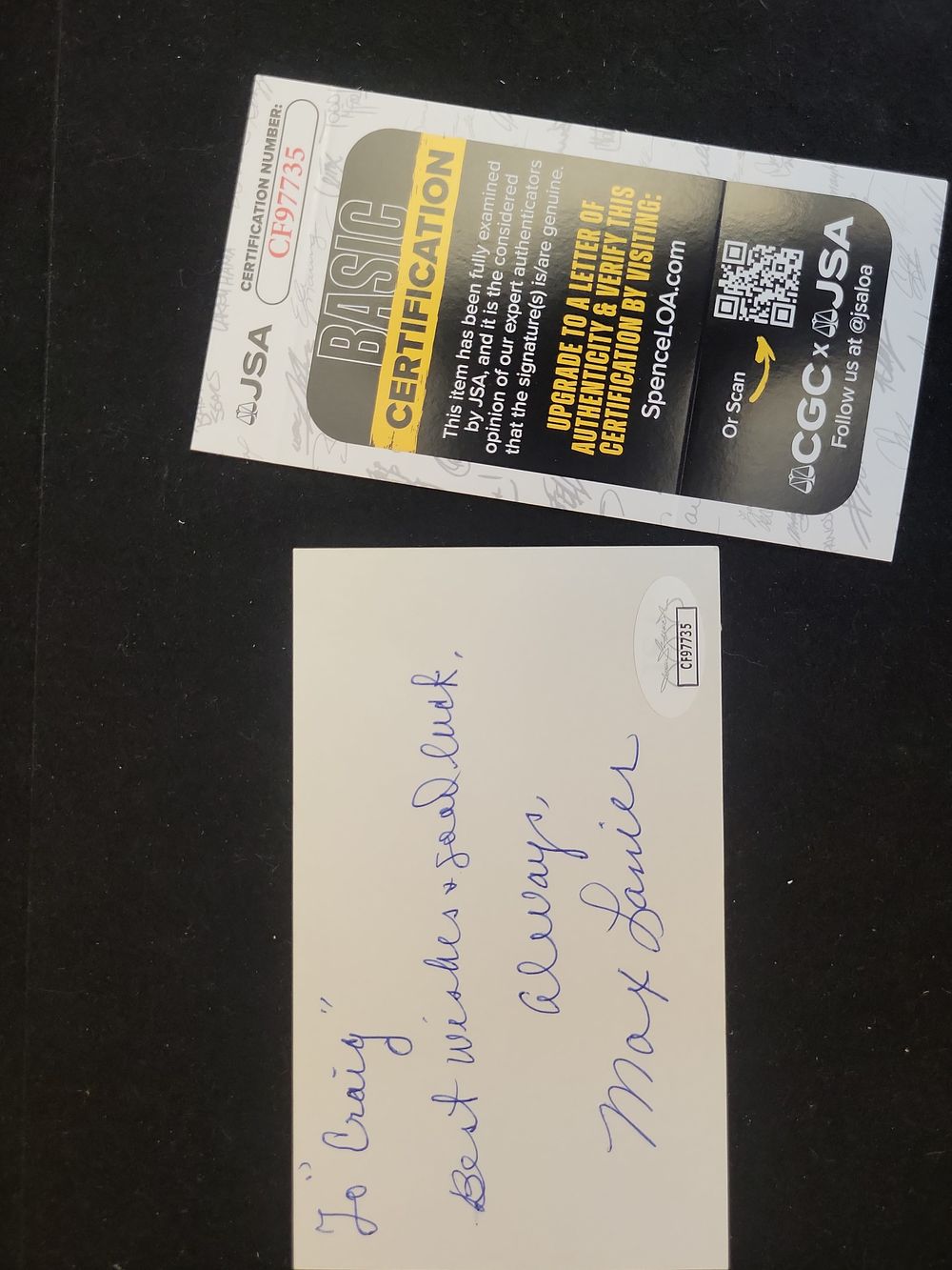 Lot 336: I00897 | Max Lanier Autographed and Inscribed Index Card JSA Authenticated CF97735
