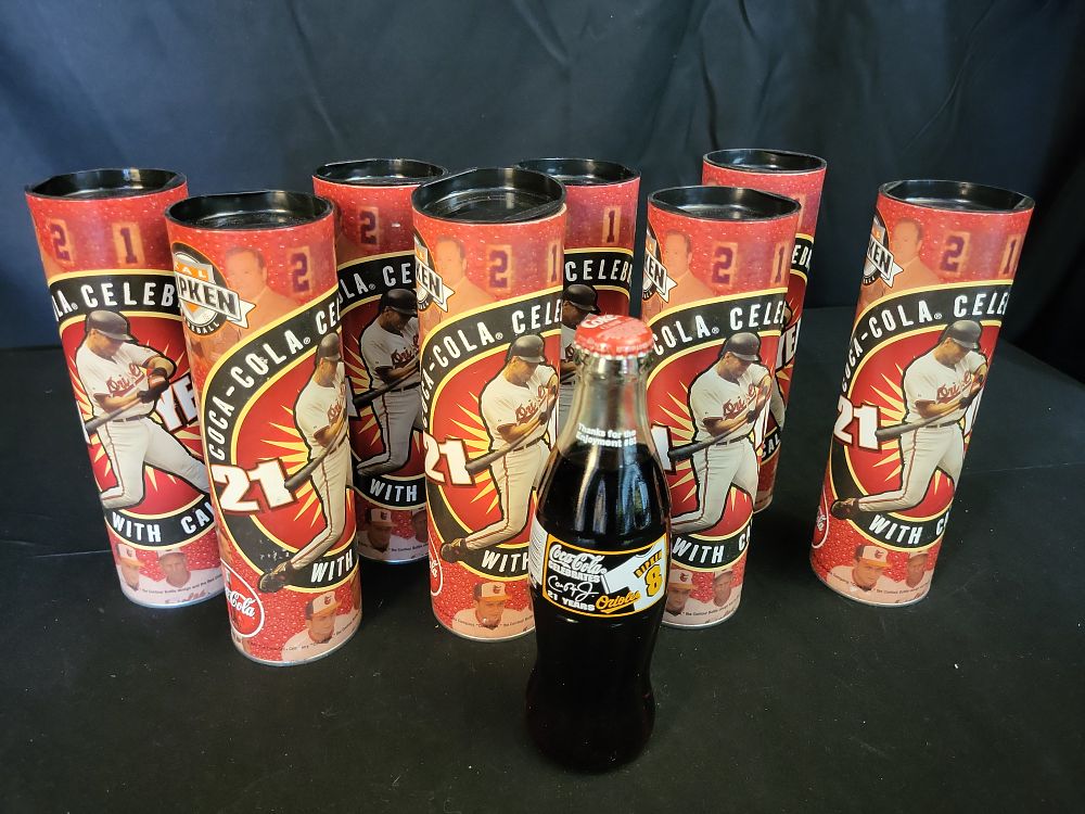 Lot 337: I00924 | Cal Ripken Jr. Baltimore Orioles Coca-Cola 21 Years Commemorative Bottle and Canister Collection, Facsimile Signature