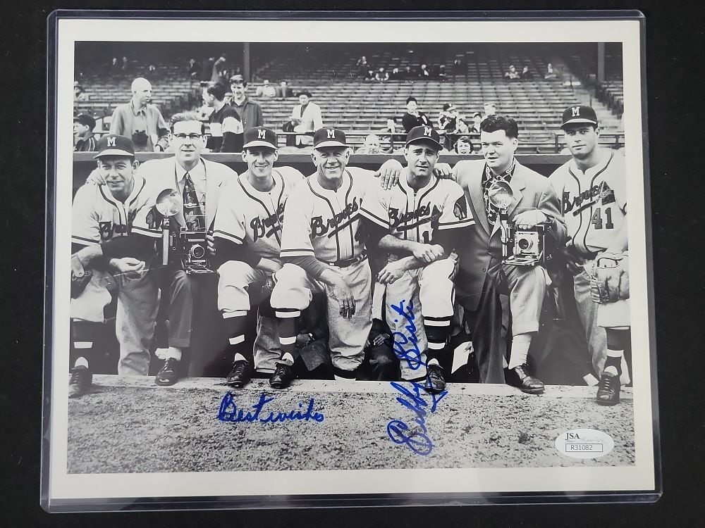 Lot 344: I01357 | Sibby Sisti Autographed Milwaukee Braves 8x10 Photograph with JSA Authentication