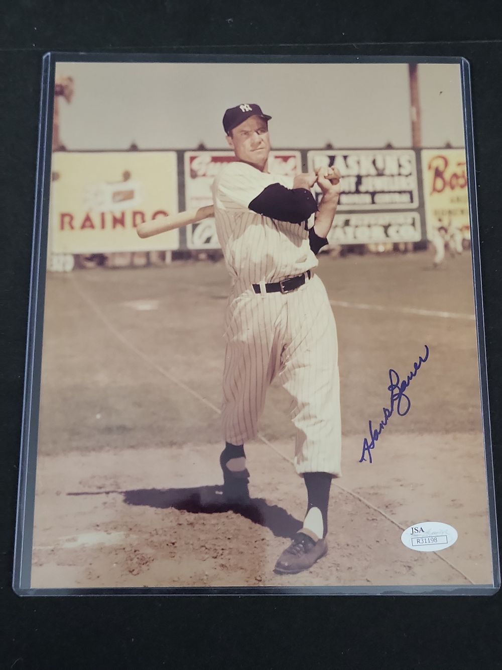 Lot 345: I01360 | Hank Bauer Signed New York Yankees Color Photograph JSA Authenticated
