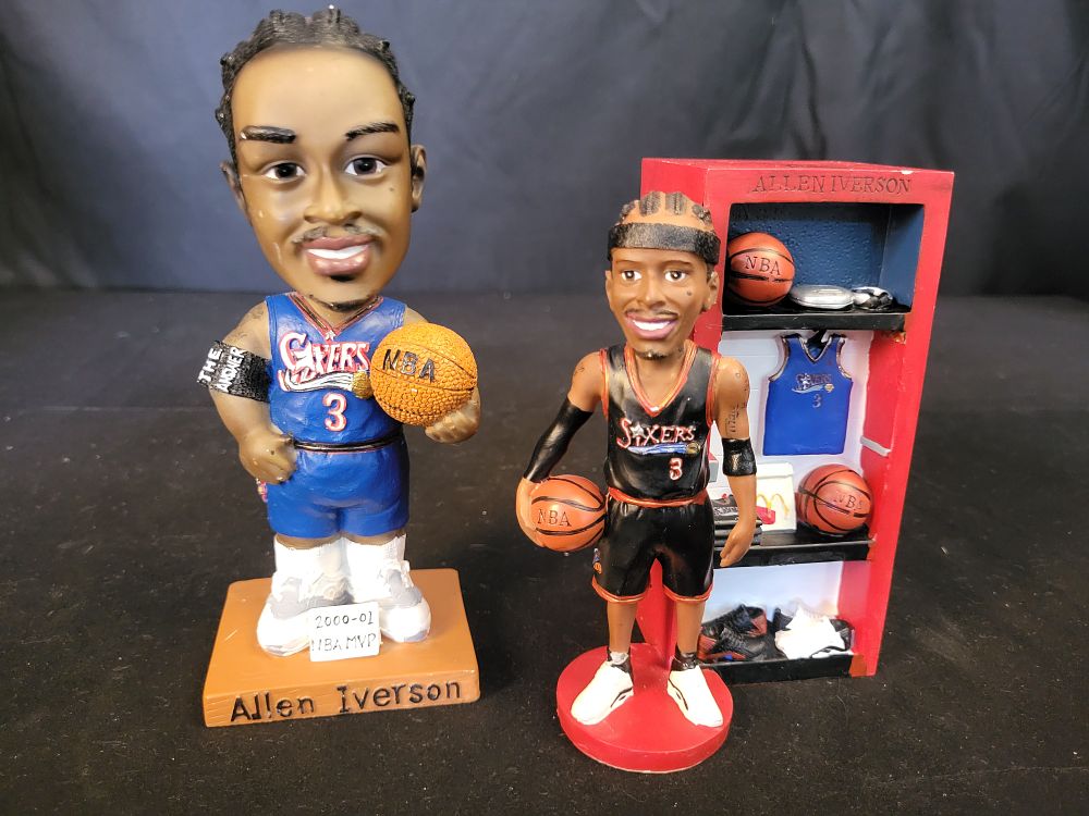 Lot 368: I00636 | A Trio of Allen Iverson Philadelphia 76ers McDonald's Bobbleheads and Accessories