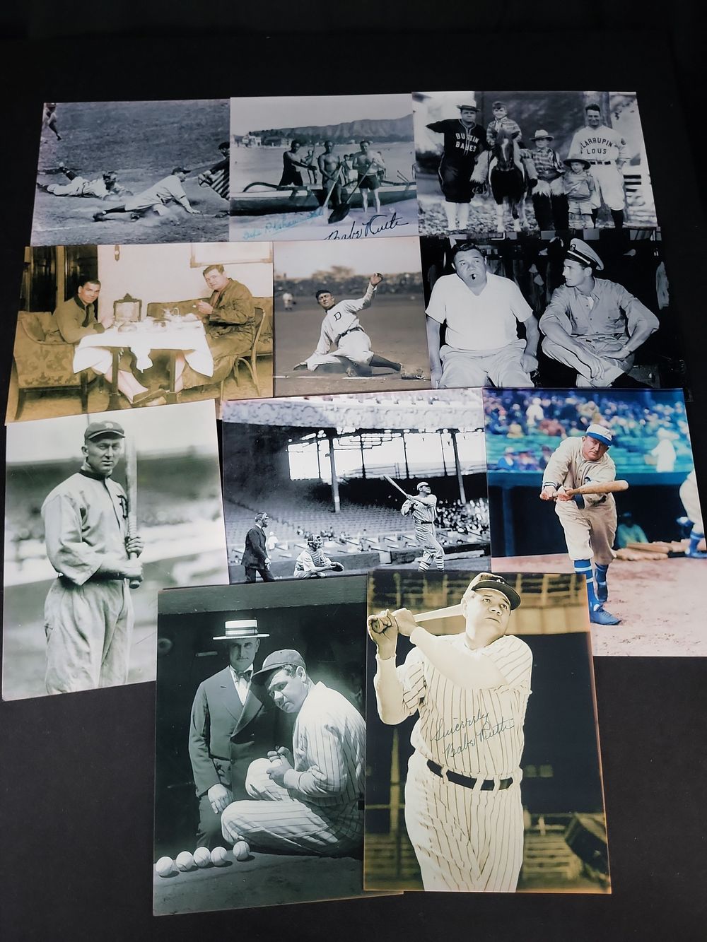 Lot 378: I01718 | A Collection of Twelve Modern Photographic Prints of Early 20th Century Baseball Legends Featuring Babe Ruth, Lou Gehrig, and Ty Cobb