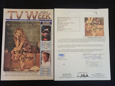 I00824 | Taylor Swift Autographed TV Week Magazine Page with JSA Letter of Authenticity. BID PER 