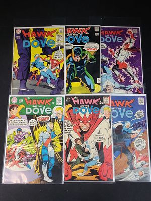 I02245 | A Set of Six The Hawk and the Dove Silver Age Comic Books Issues 1-6. BID PER WHAT YOU 