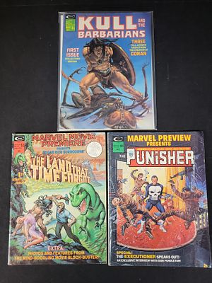 I02307 | A Trio of Vintage Marvel Curtis Magazine Comics including Marvel Preview No. 2, Kull 