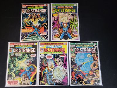 I02321 | Five Marvel Premiere Featuring Doctor Strange Comic Books, Issues 10-14 (1973-1974). BID 