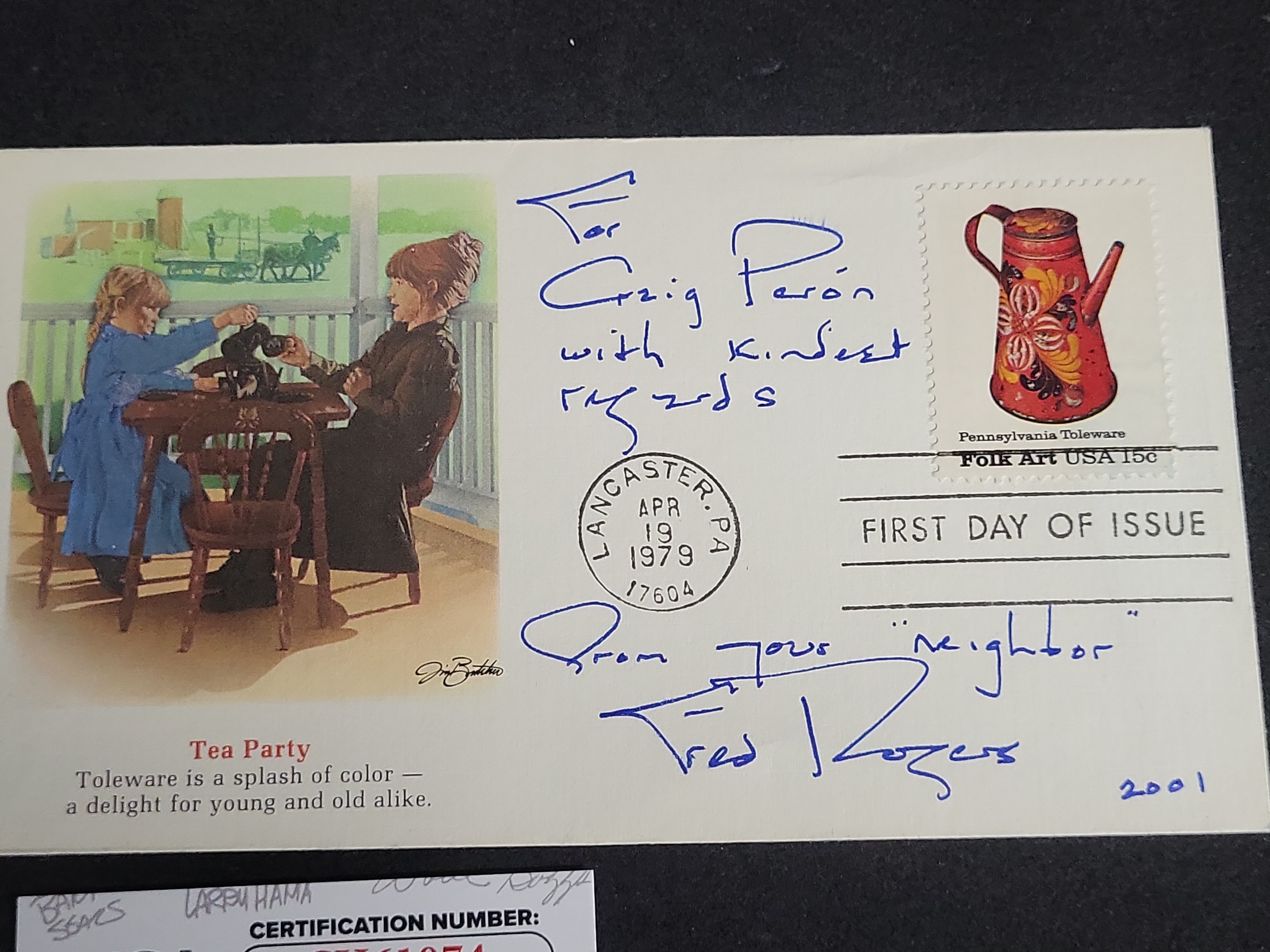 I03401 | Fred Rogers Autographed Pennsylvania Folk Art First Day Cover JSA Authenticated