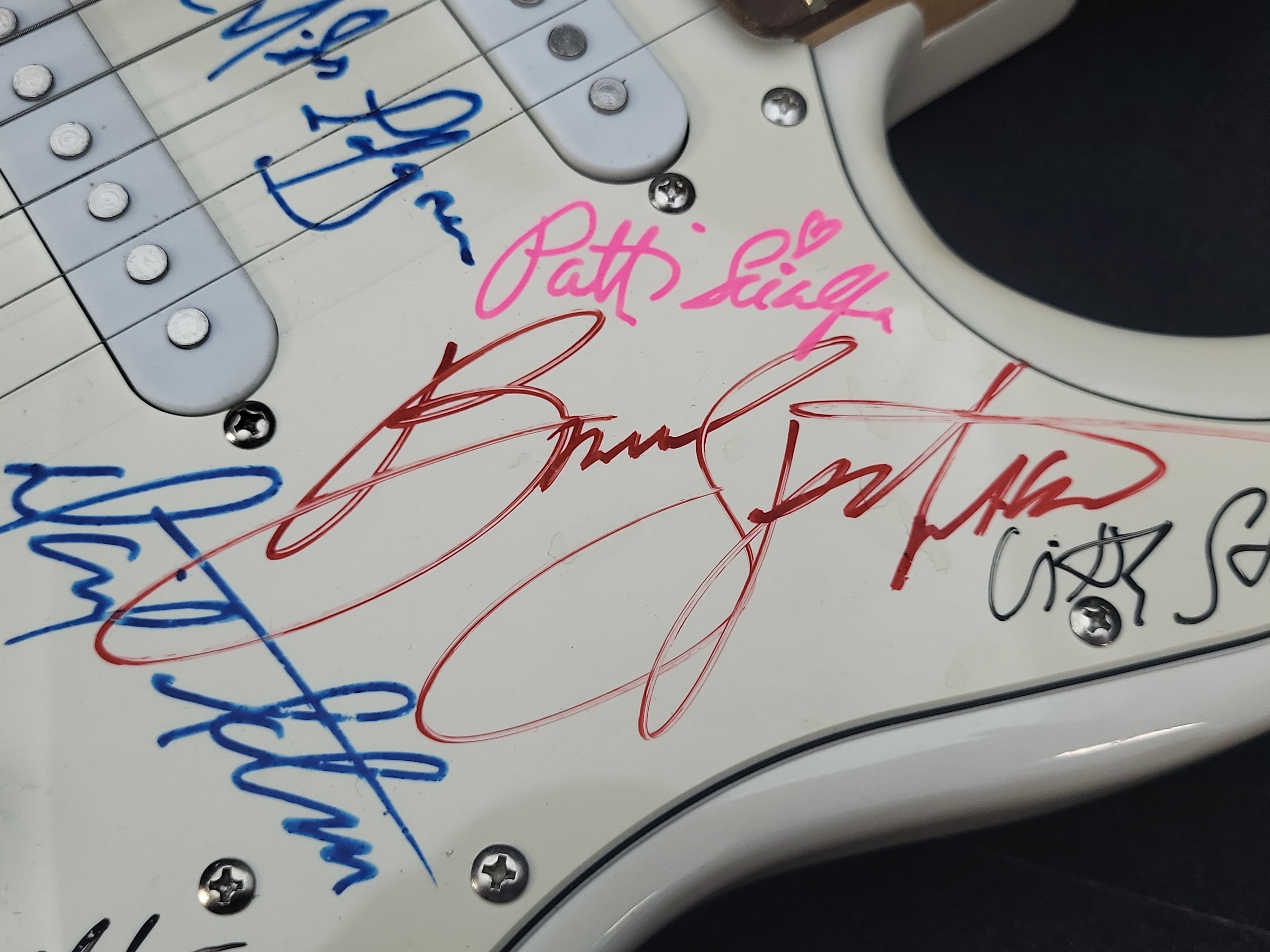 I03561 | Bruce Springsteen and The E Street Band Signed American Flag Stratocaster Style Electric Guitar