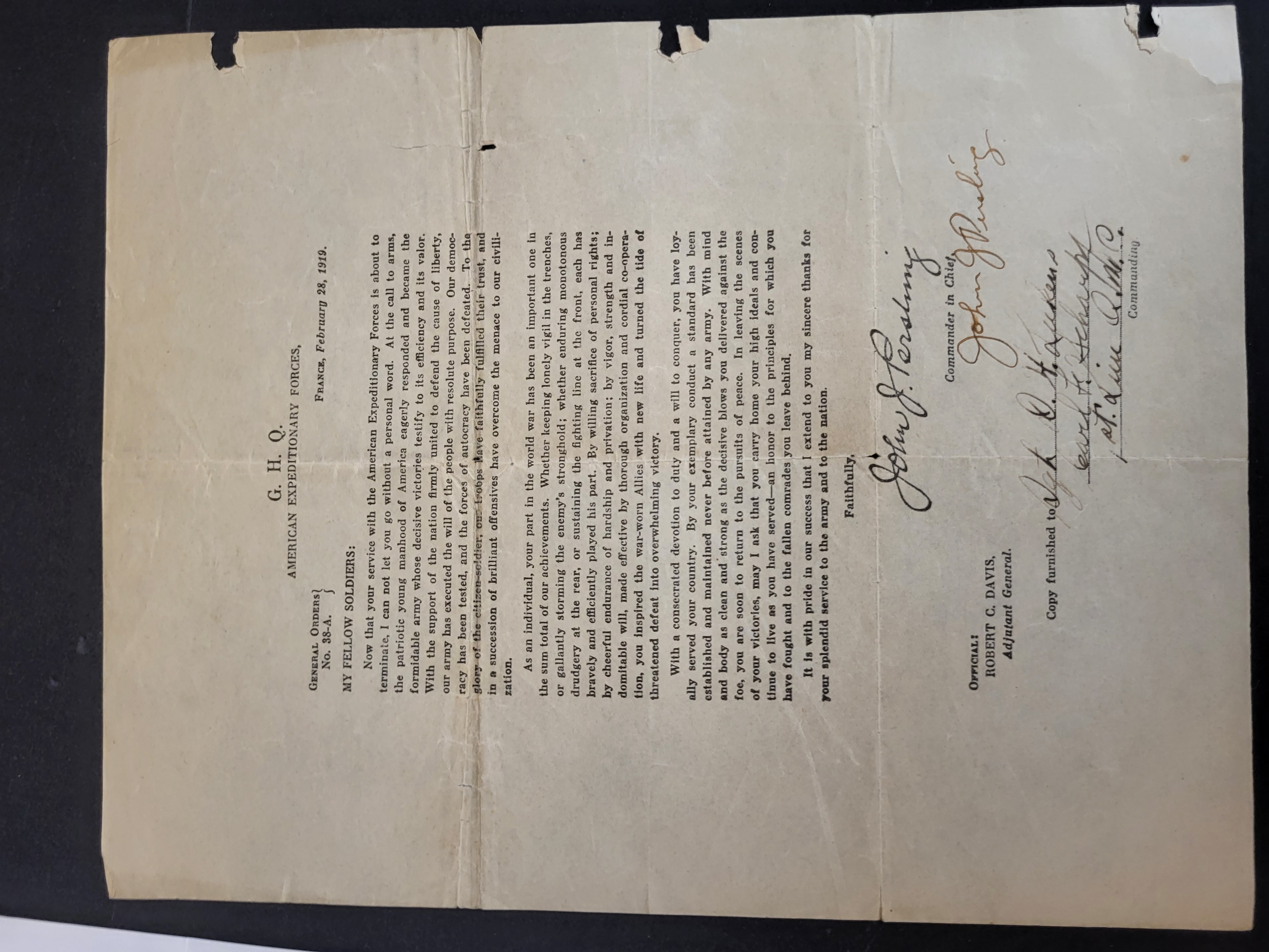 I03386 | A Collection of Military Autographs and Historical Documents Including Medal of Honor Recipients and General John J. Pershing
