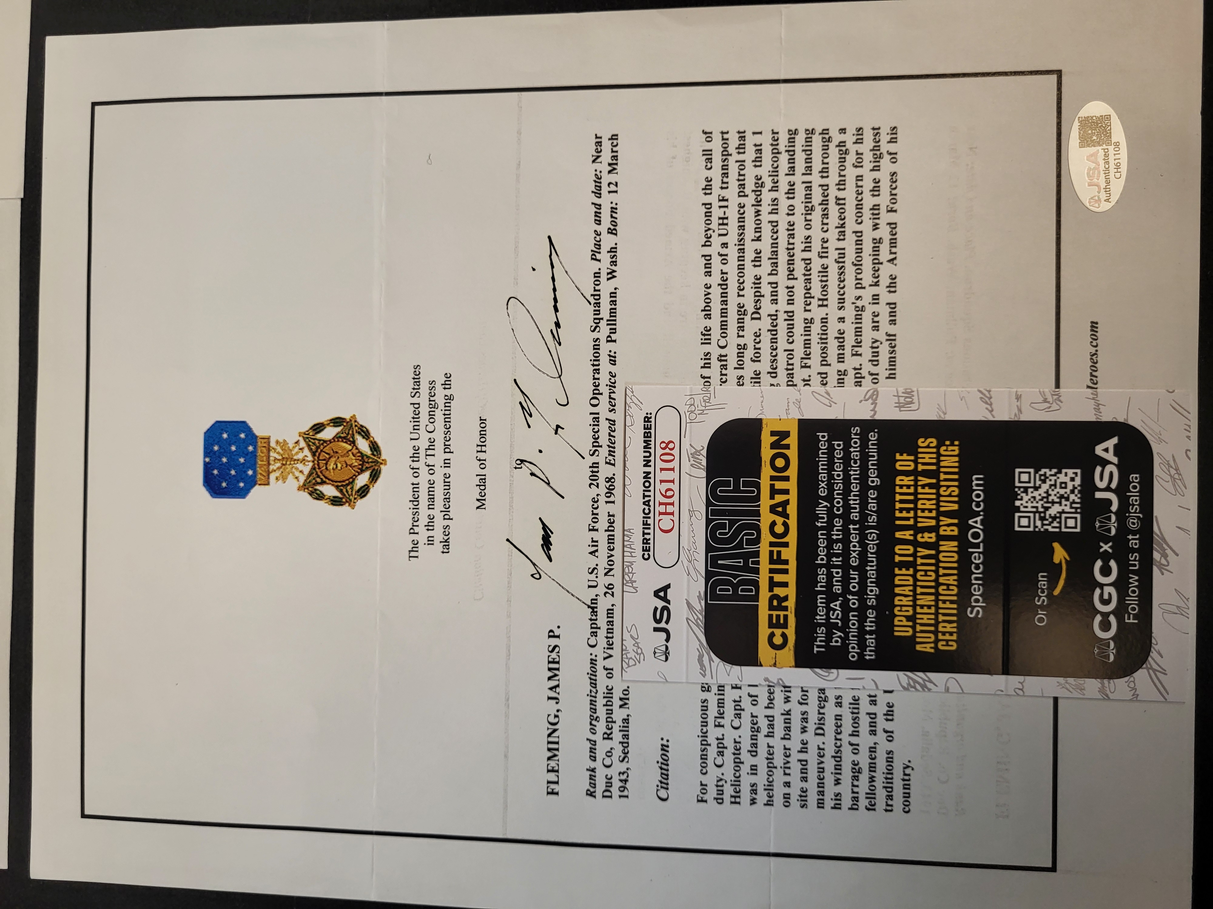 I03386 | A Collection of Military Autographs and Historical Documents Including Medal of Honor Recipients and General John J. Pershing