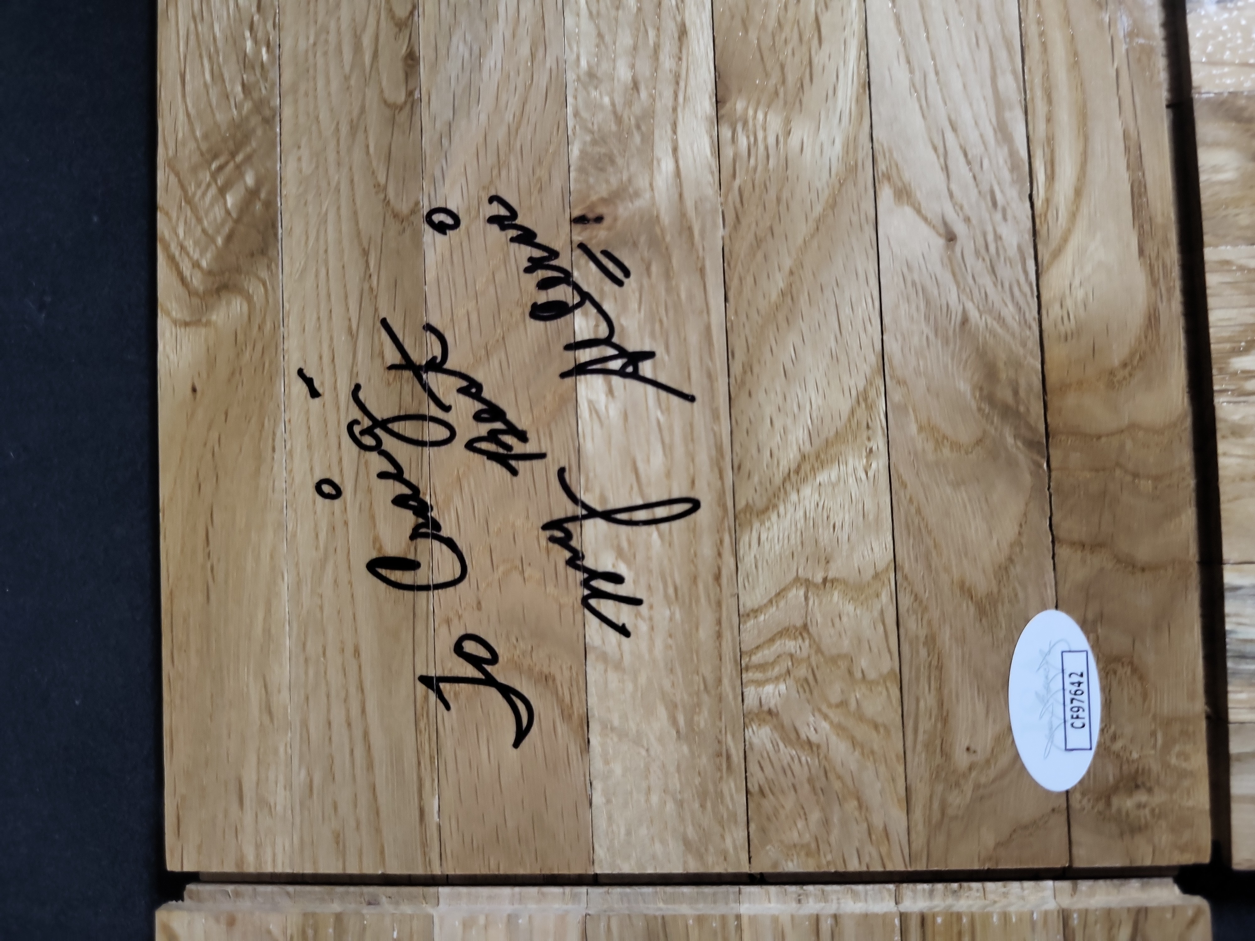 I03434 | A Trio of Autographed Basketball Court Floor Segments Featuring Al Cervi, Chuck Daly, and Jack Twyman with JSA Authentication