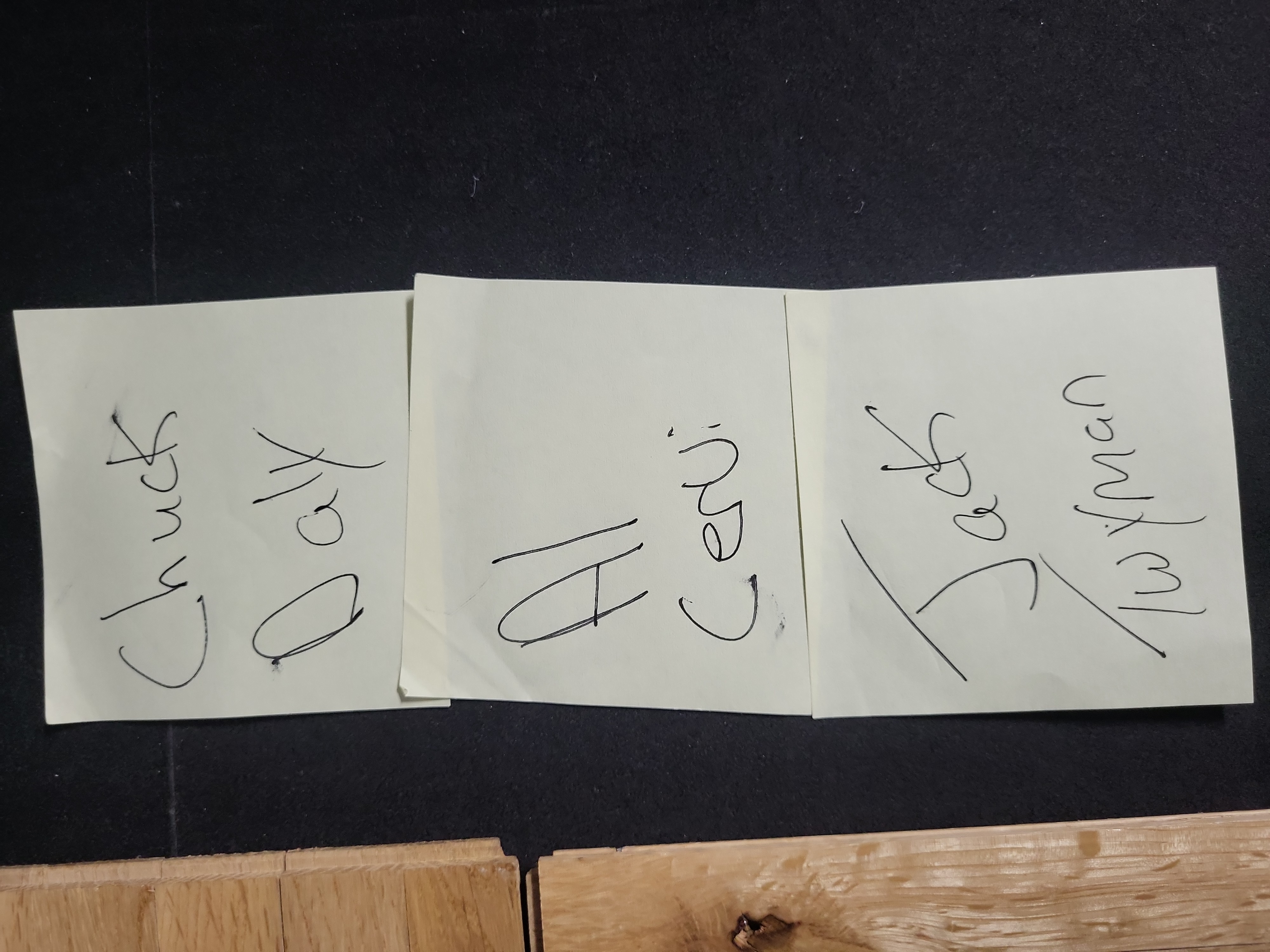 I03434 | A Trio of Autographed Basketball Court Floor Segments Featuring Al Cervi, Chuck Daly, and Jack Twyman with JSA Authentication
