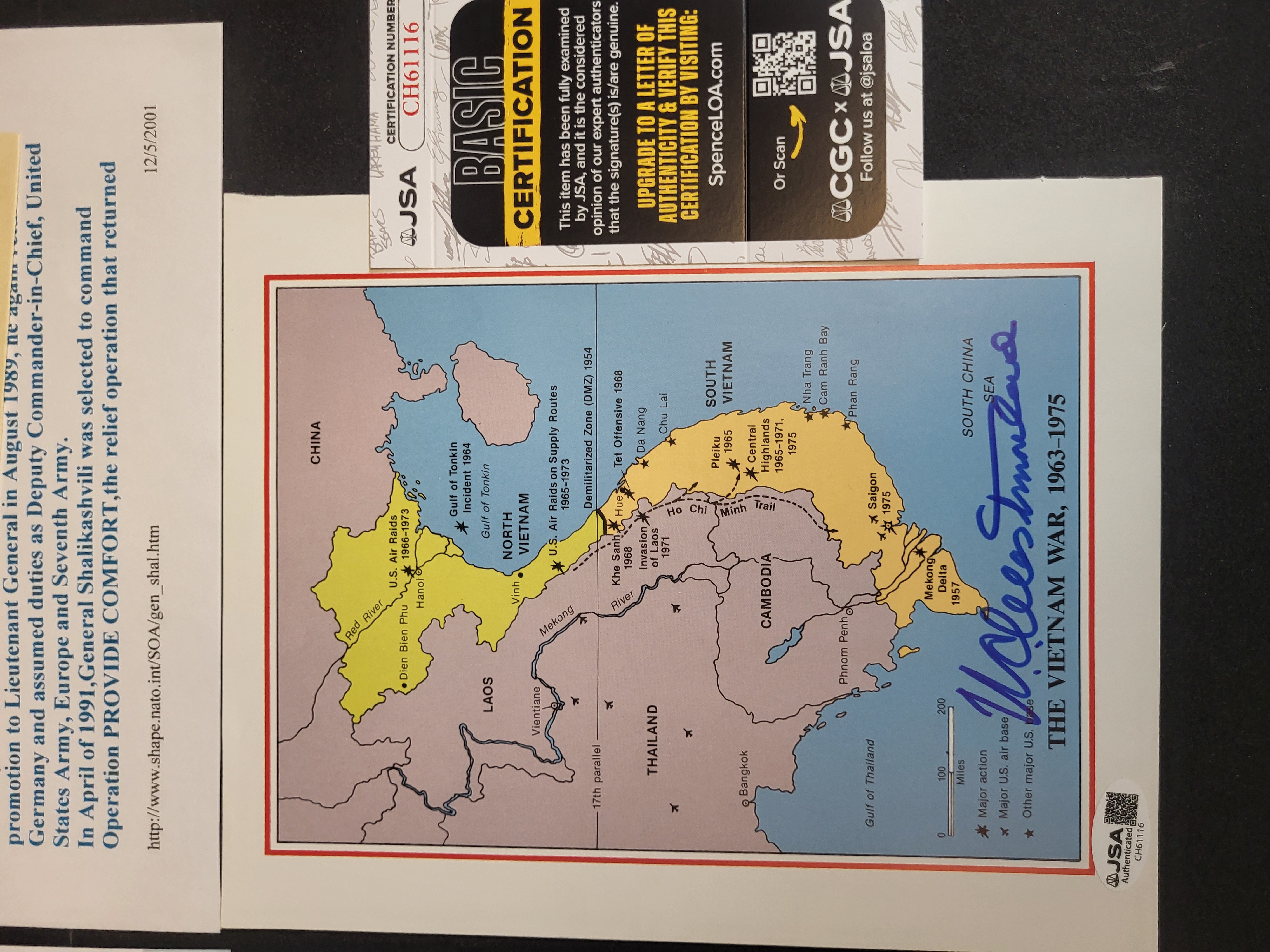 I03385 | A Collection of Autographed United States Military Ephemera Including General William Westmoreland and Medal of Honor Recipient Jam