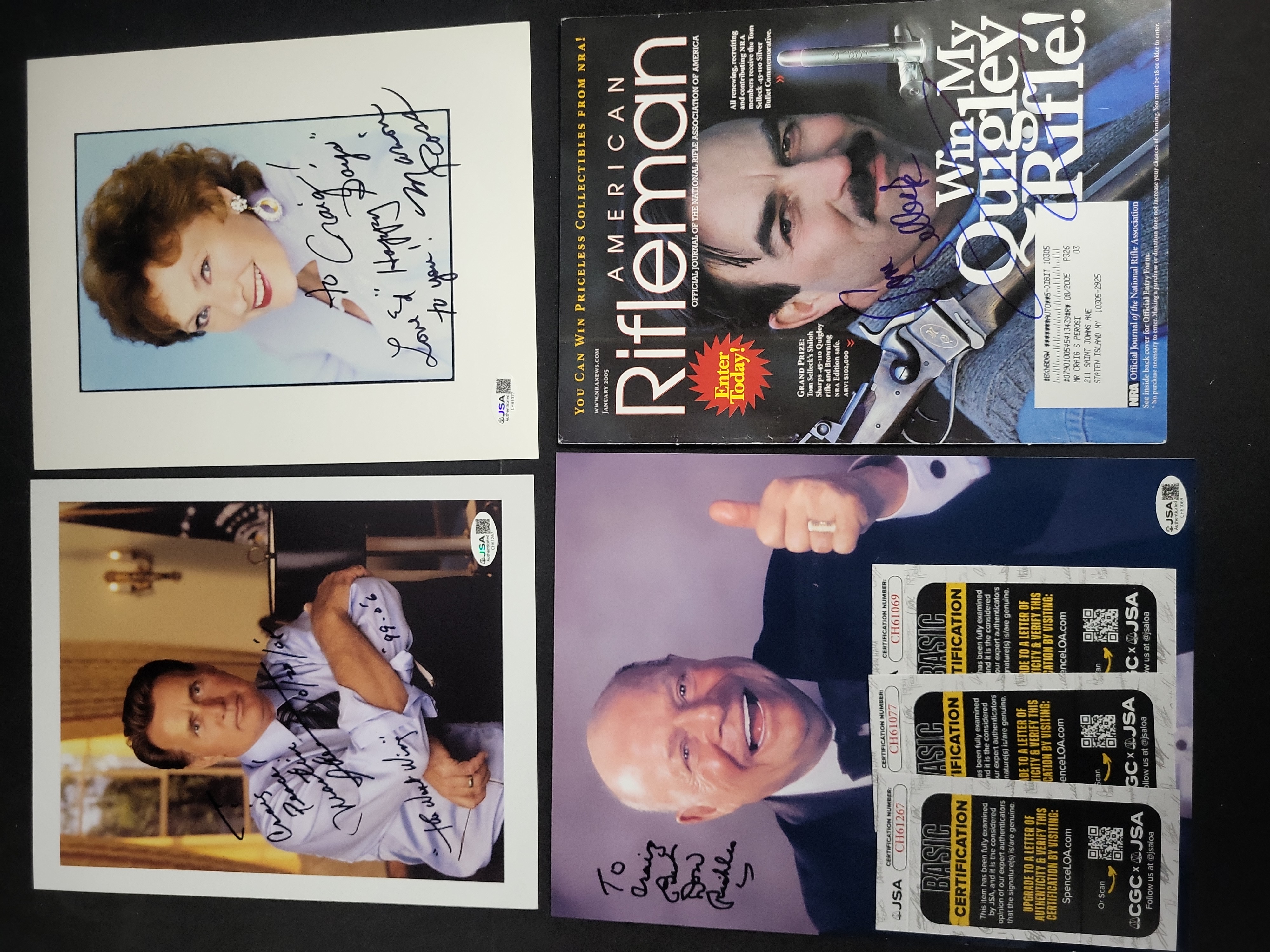 I03397 | A Collection of Celebrity Autographed Items Including Martin Sheen, Tom Selleck, Marion Ross, and Don Rickles