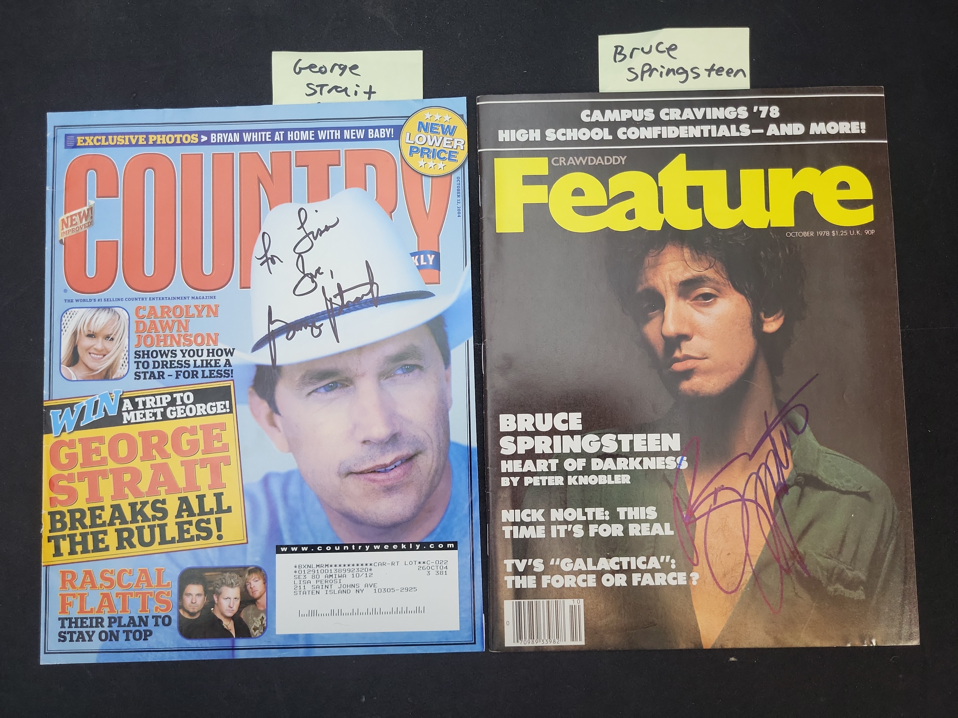 I03364 | Two Autographed Music Magazines Featuring George Strait and Bruce Springsteen