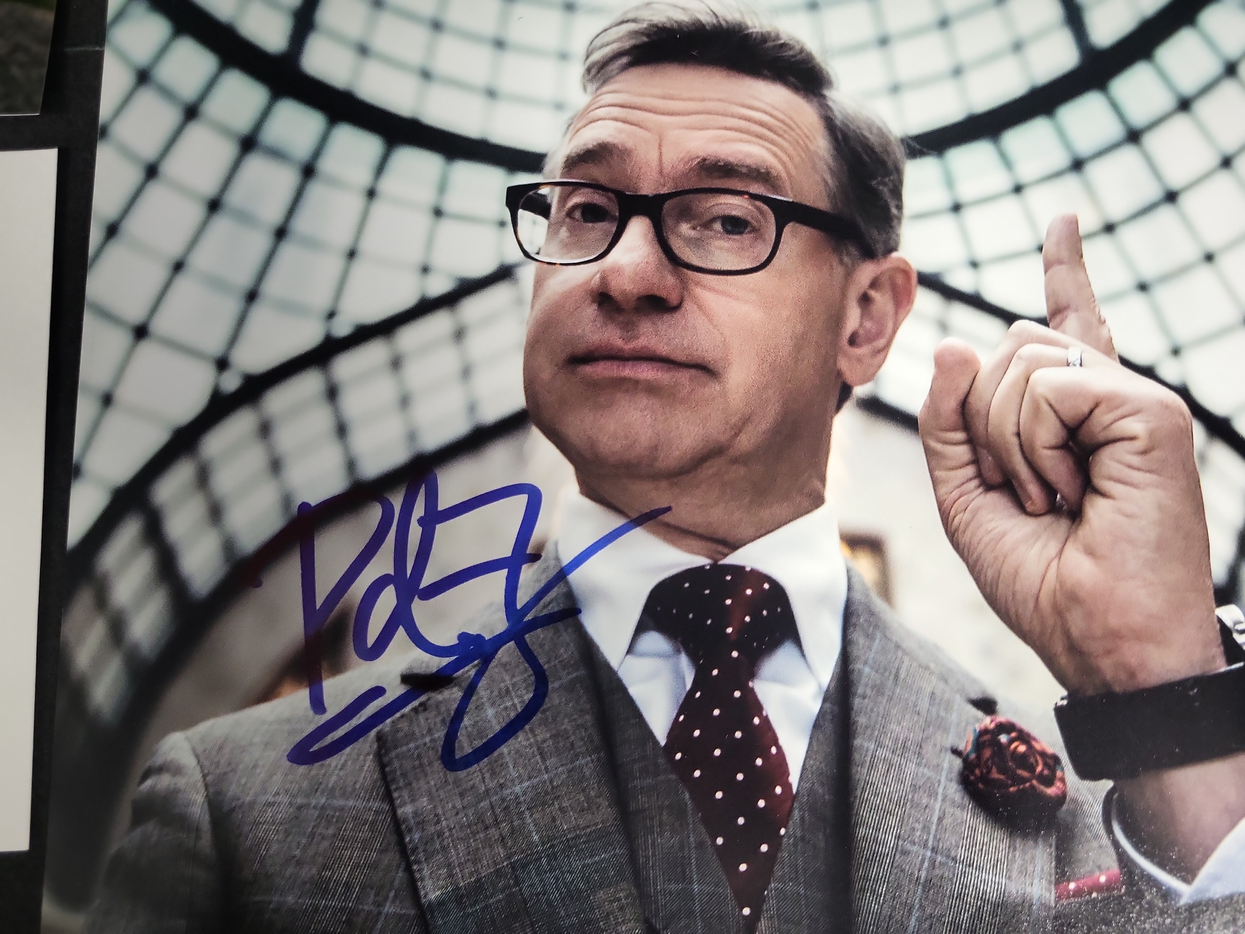 I03412 | Three Autographed Celebrity Photographs including Michael Caine, Fats Domino, and Paul Feig