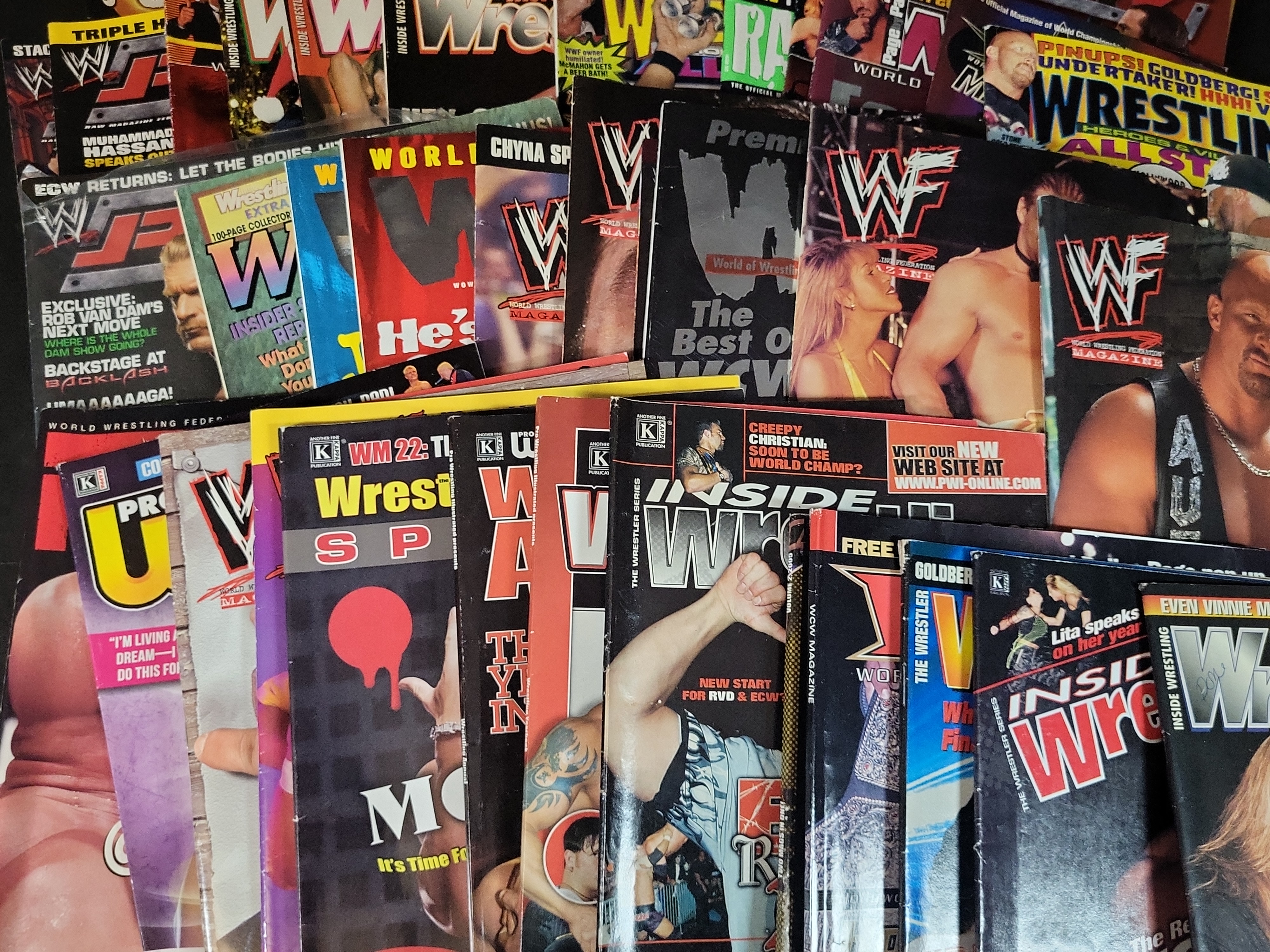 I03211 | Collection of Vintage Professional Wrestling Magazines, WWF, WWE, and WCW, c. 1990s-2000s