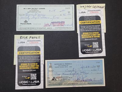 I03367 | A Pair of Autographed Personal Checks: Baseball Hall of Famers Buck Leonard and Rick 