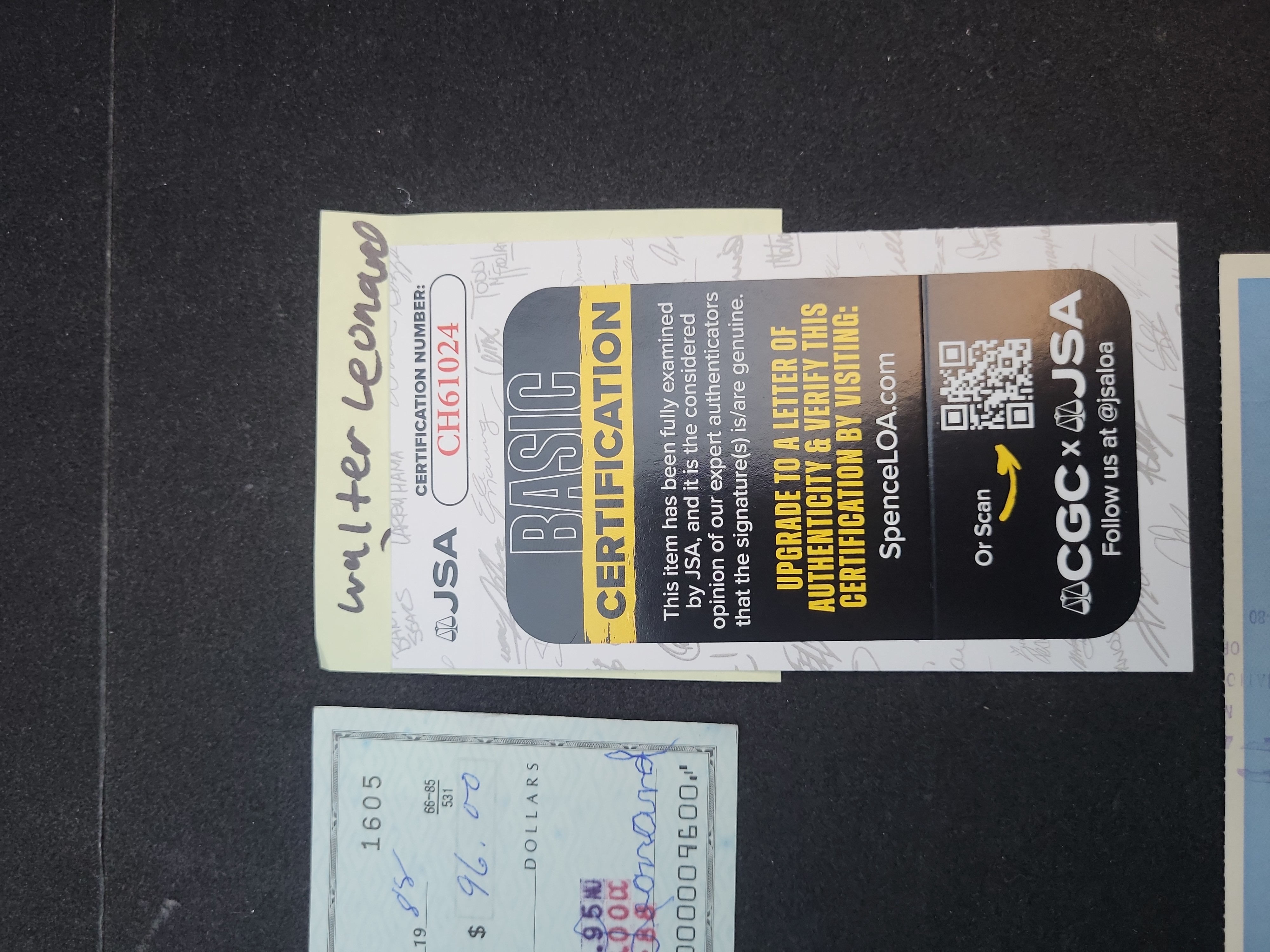I03367 | A Pair of Autographed Personal Checks: Baseball Hall of Famers Buck Leonard and Rick Ferrell (JSA Certified)