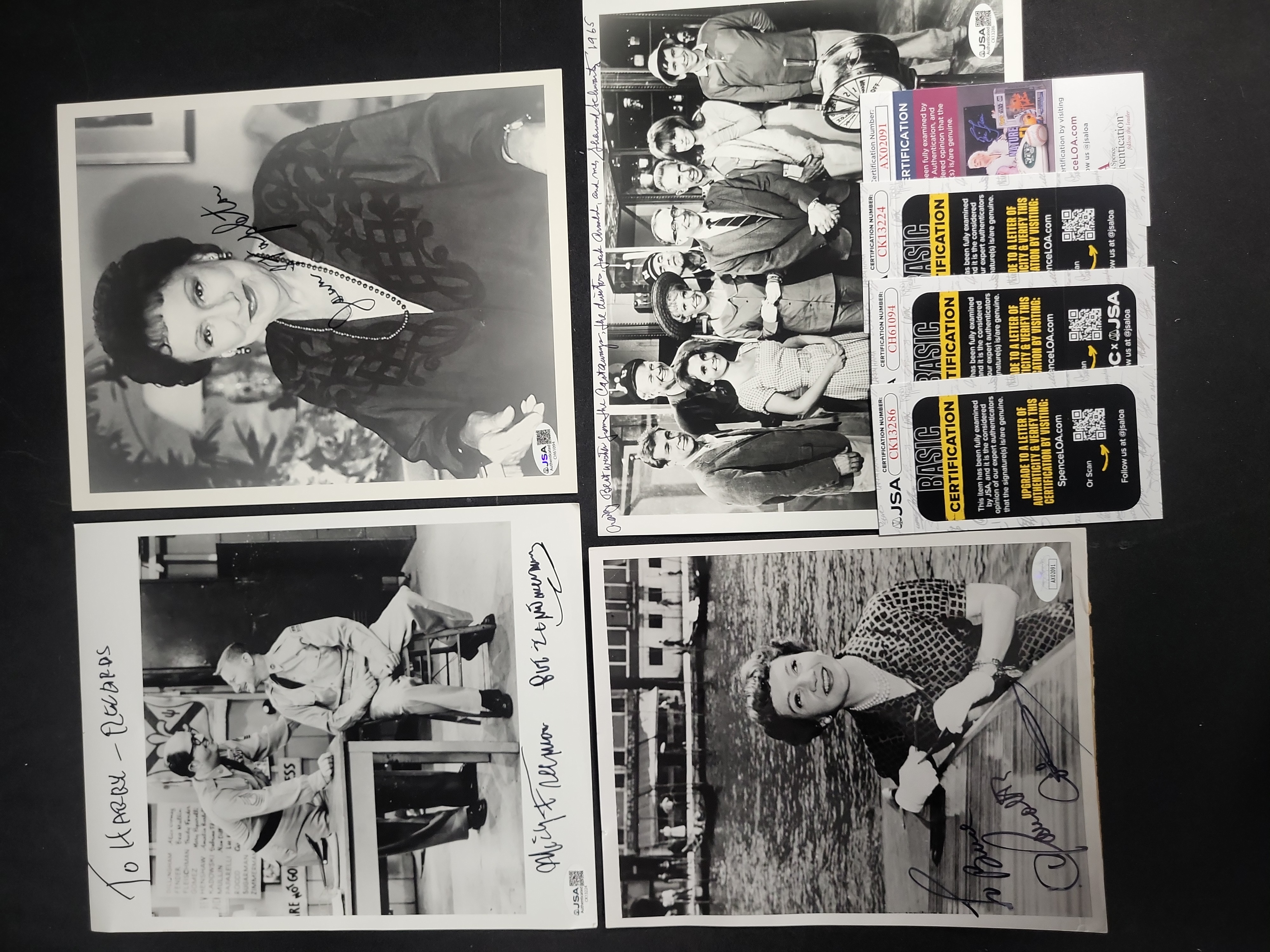 I03399 | Four Autographed Vintage Television Production and Promotional Photographs with JSA Authentication