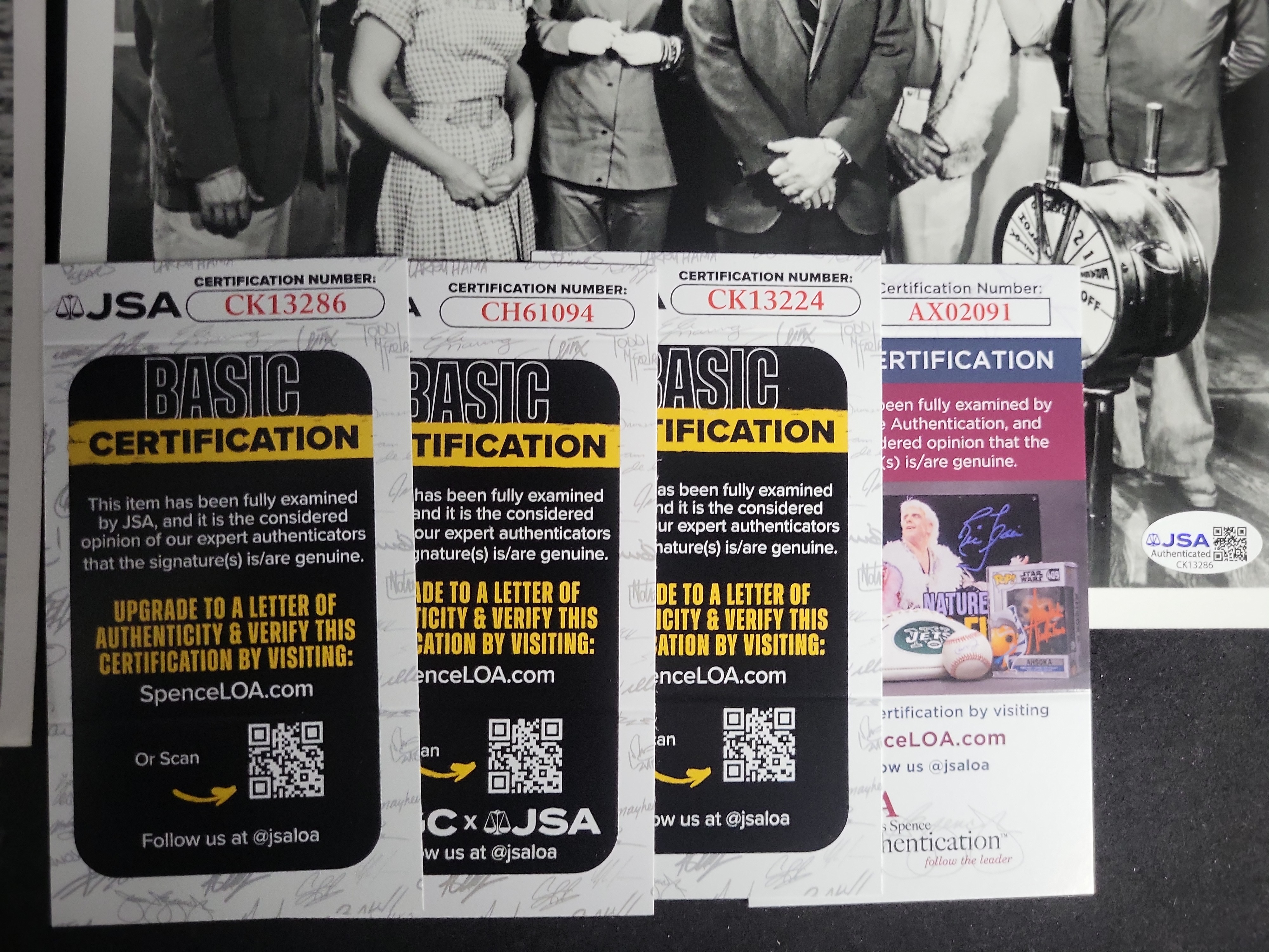 I03399 | Four Autographed Vintage Television Production and Promotional Photographs with JSA Authentication