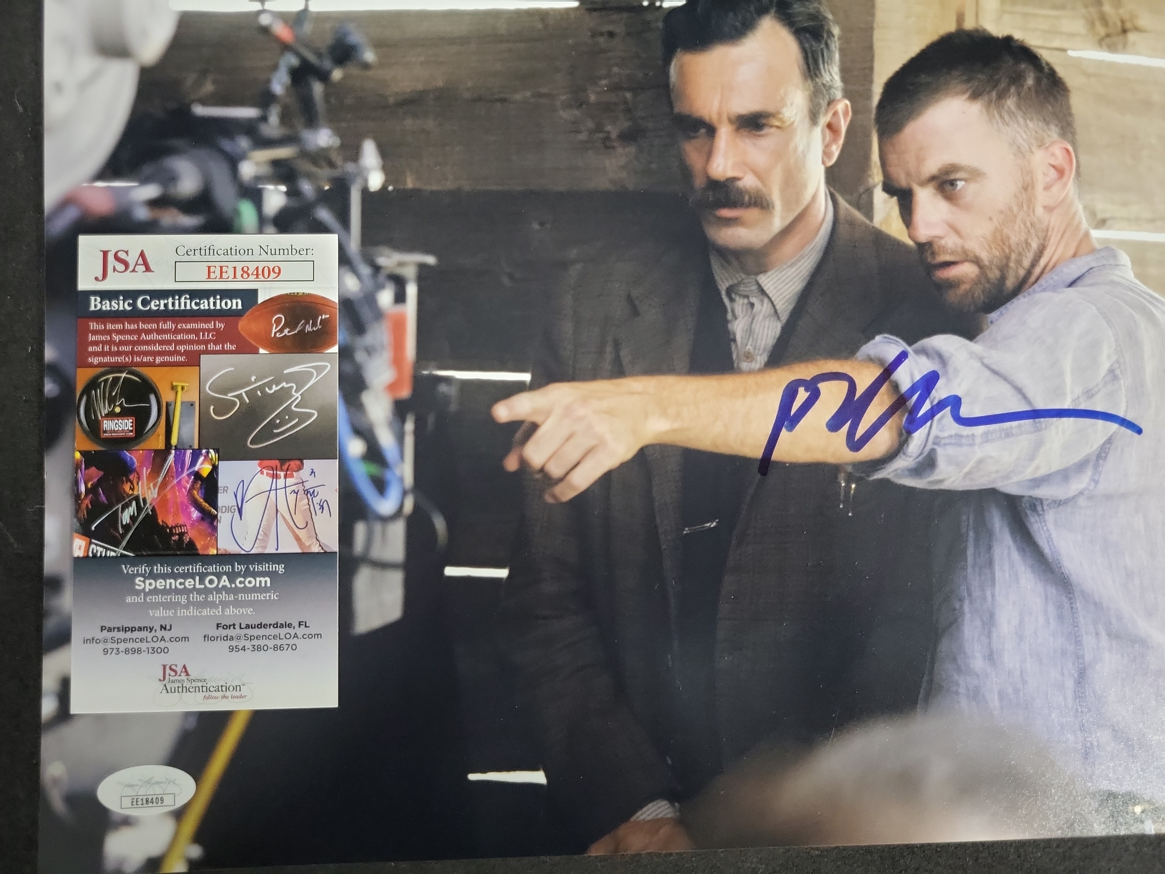 I03413 | Two Autographed Film Photographs Robert Davi Licence to Kill and Paul Thomas Anderson There Will Be Blood JSA Authenticated