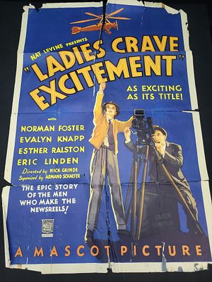 I03343 | Original One Sheet Movie Poster for Ladies Crave Excitement Mascot Pictures 1935. BID 