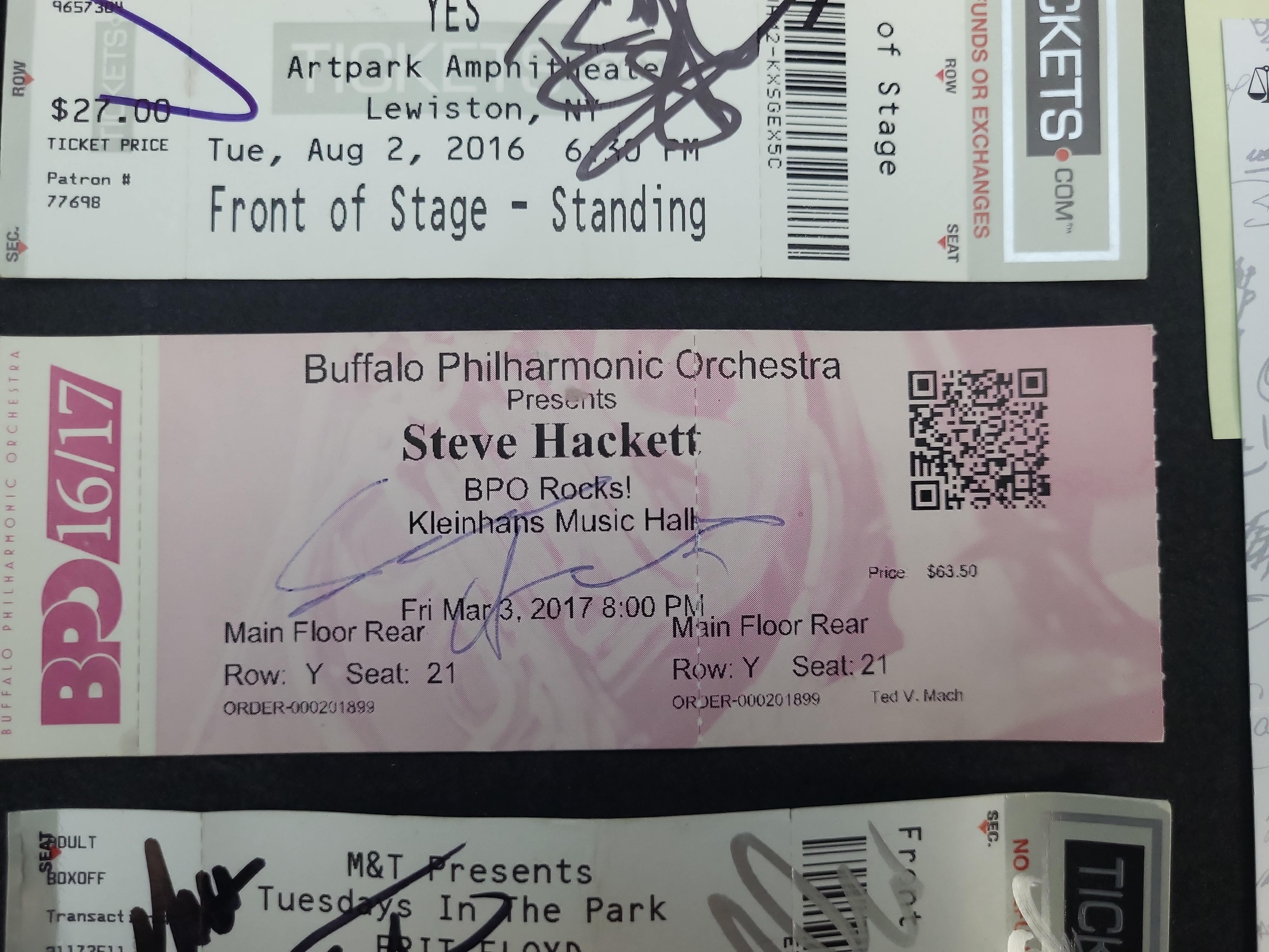 I03366 | A Trio of Autographed Progressive Rock Concert Tickets Featuring YES and Steve Hackett