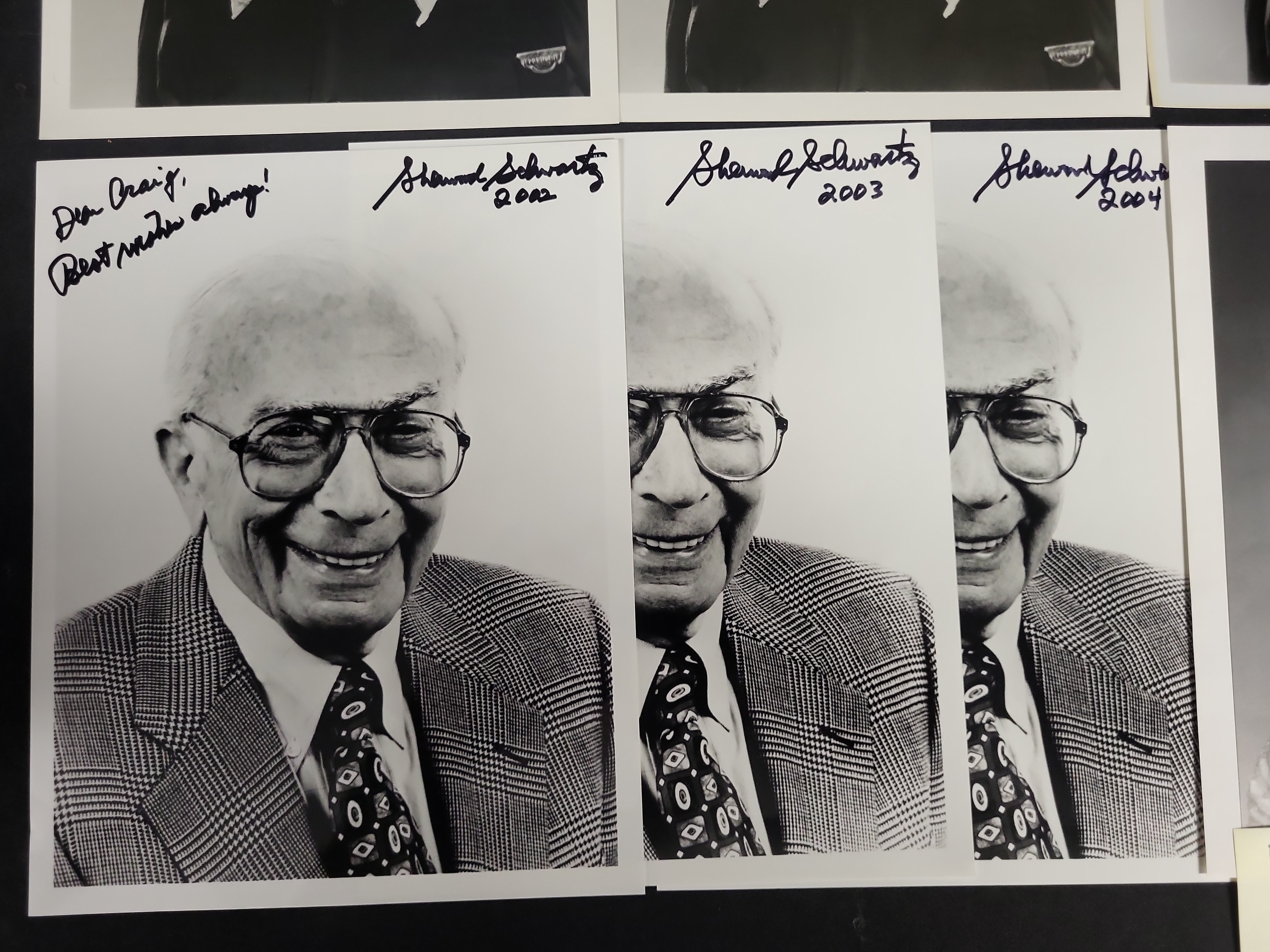I03390 | A Collection of Seven Autographed Publicity Photographs Featuring Larry Storch, Sherwood Schwartz, and Debbie Reynolds