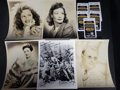 I03392 | A Lot of Five Vintage Autographed Entertainment Promotional Photographs with JSA 